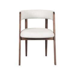 LABEL51 Eetkamerstoel Sasha - Wit - Boucle - Walnut Oak Frame