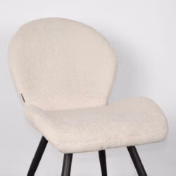 LABEL51 Eetkamerstoel Sky - Ivory - Teddy - Black Frame