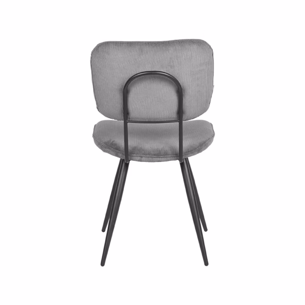 LABEL51 Eetkamerstoel Vic - Donkergrijs - Ribcord - Black Frame
