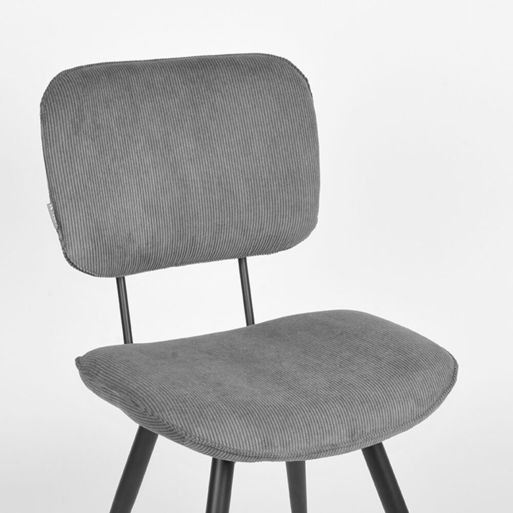 LABEL51 Eetkamerstoel Vic - Donkergrijs - Ribcord - Black Frame