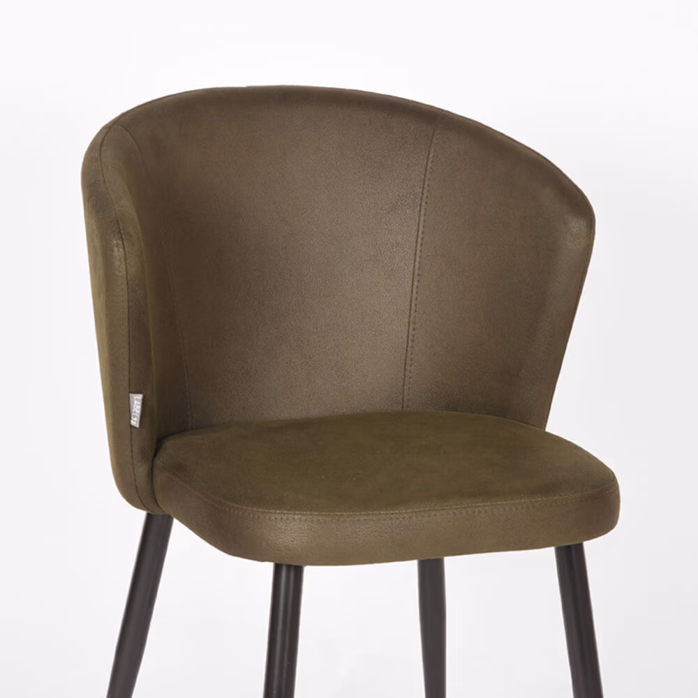 LABEL51 Eetkamerstoel Wave - Army green - Microfiber - Black Frame