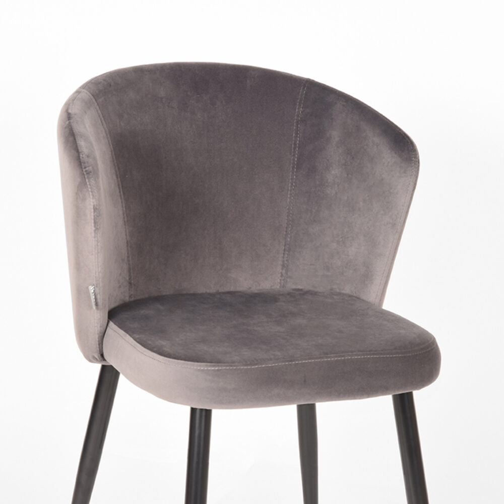 LABEL51 Eetkamerstoel Wave - Grijs - Fluweel - Black Frame