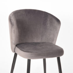LABEL51 Eetkamerstoel Wave - Grijs - Fluweel - Black Frame