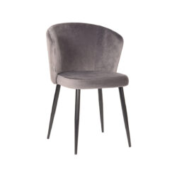 LABEL51 Eetkamerstoel Wave - Grijs - Fluweel - Black Frame