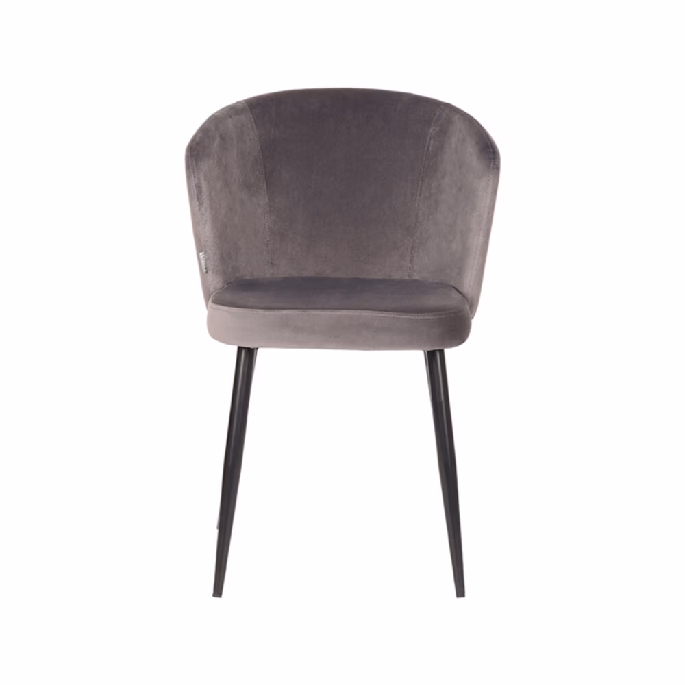 LABEL51 Eetkamerstoel Wave - Grijs - Fluweel - Black Frame
