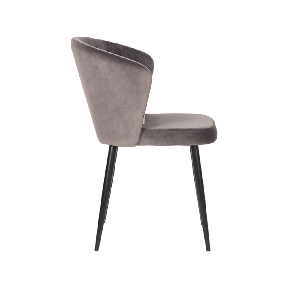 LABEL51 Eetkamerstoel Wave - Grijs - Fluweel - Black Frame