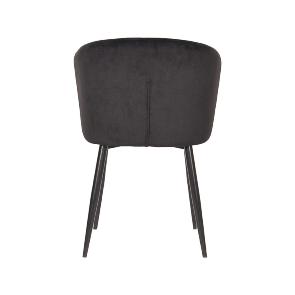 LABEL51 Eetkamerstoel Wave - Zwart - Fluweel - Black Frame