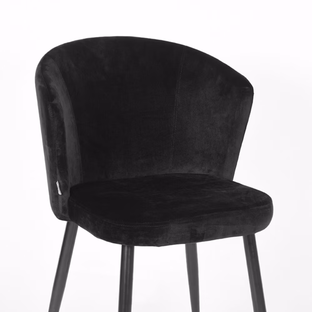 LABEL51 Eetkamerstoel Wave - Zwart - Fluweel - Black Frame