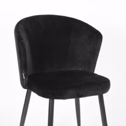 LABEL51 Eetkamerstoel Wave - Zwart - Fluweel - Black Frame