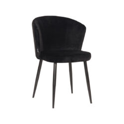 LABEL51 Eetkamerstoel Wave - Zwart - Fluweel - Black Frame