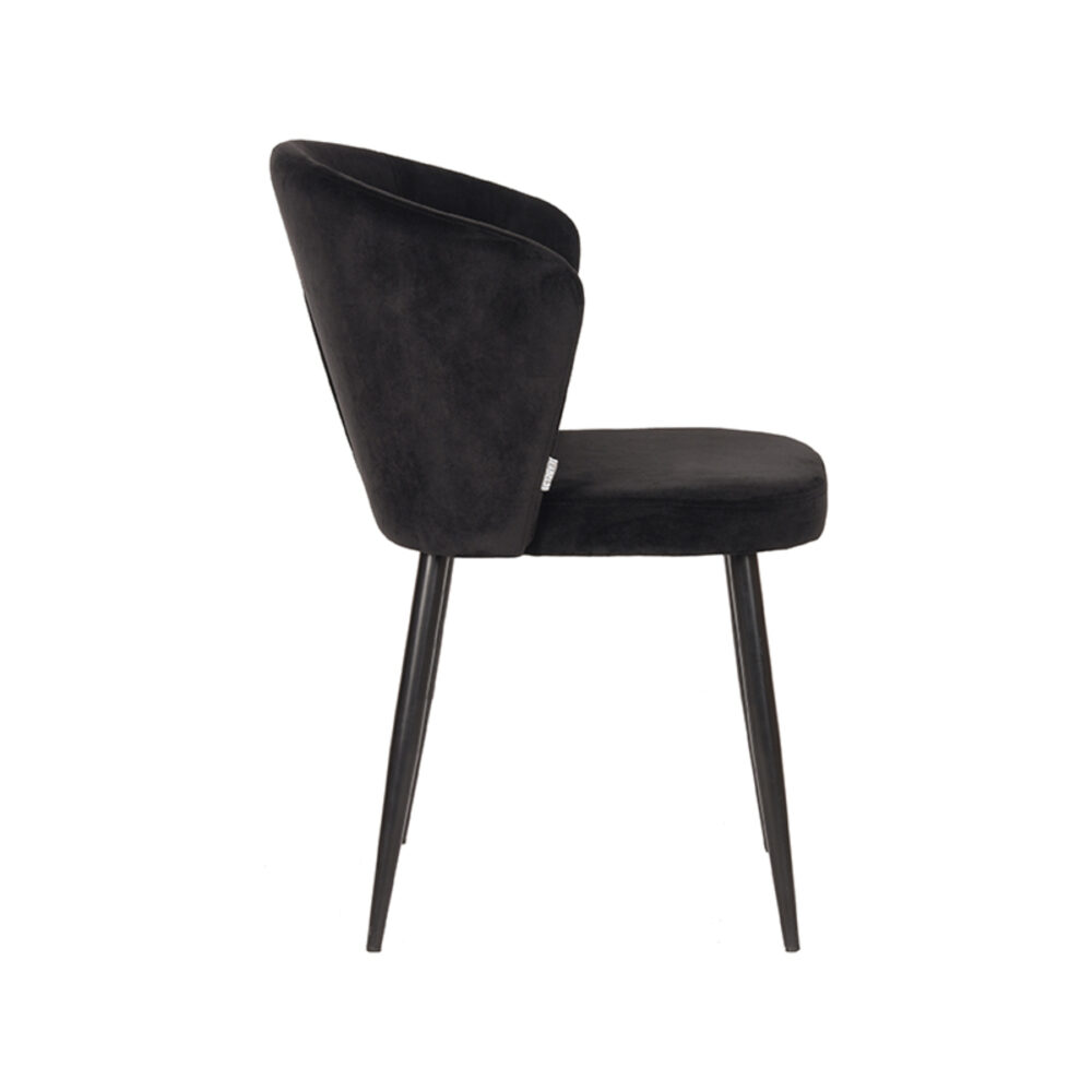 LABEL51 Eetkamerstoel Wave - Zwart - Fluweel - Black Frame