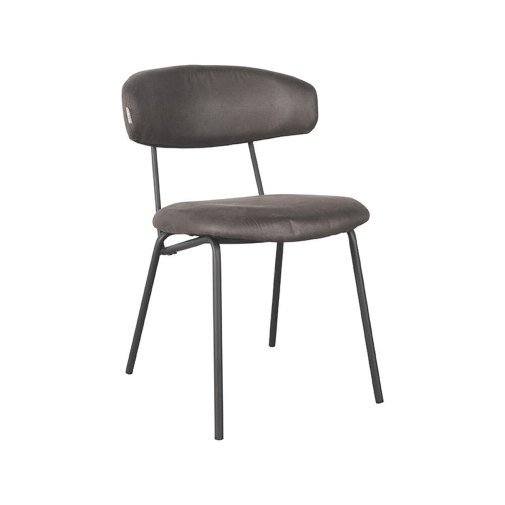 LABEL51 Eetkamerstoel Zack - Antraciet - Micro Suede - Black Frame