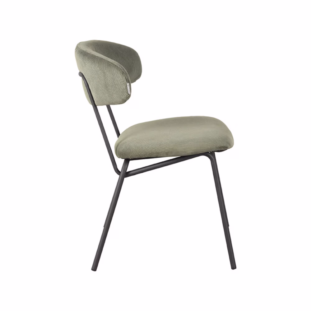 LABEL51 Eetkamerstoel Zack - Forest - Ribcord - Black Frame
