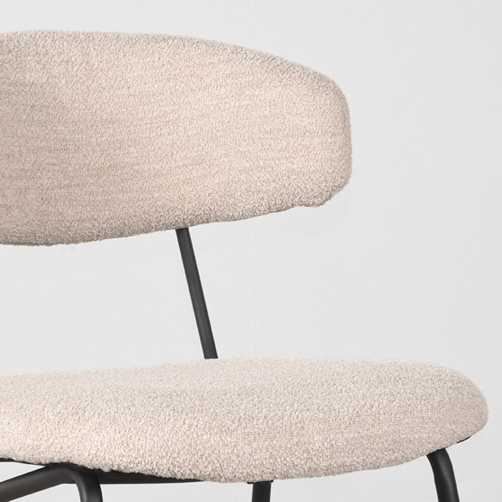 LABEL51 Eetkamerstoel Zack - Naturel - Boucle - Black Frame