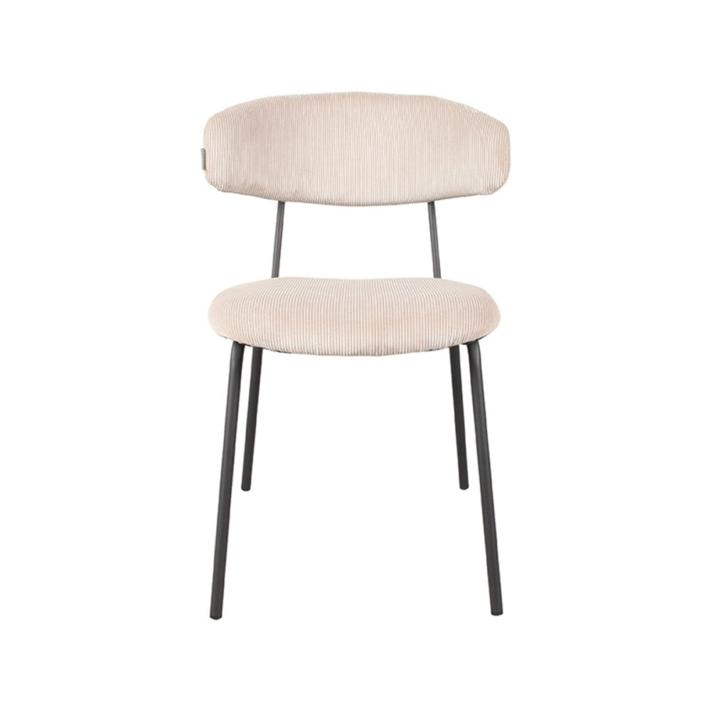 LABEL51 Eetkamerstoel Zack - Naturel - Ribcord - Black Frame