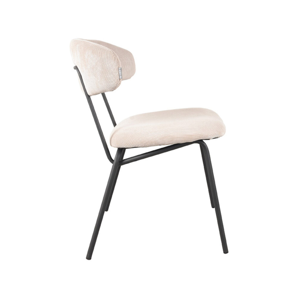 LABEL51 Eetkamerstoel Zack - Naturel - Ribcord - Black Frame