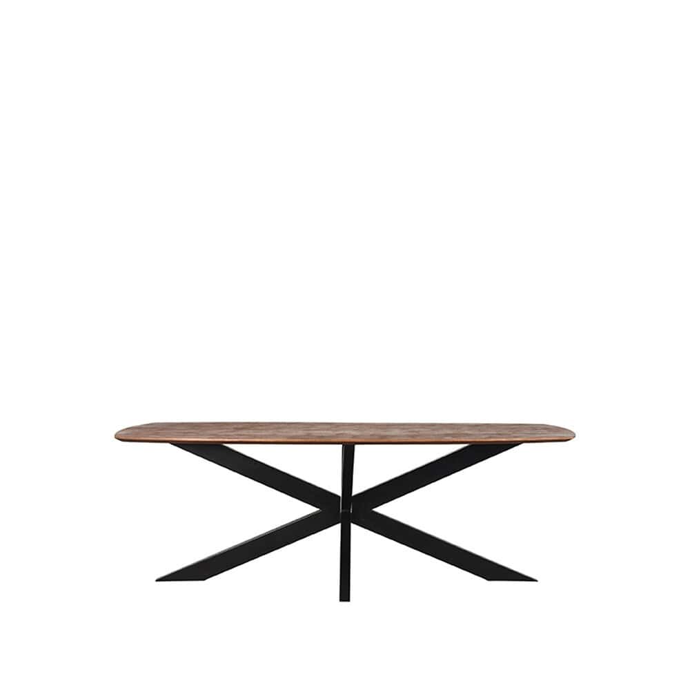 Elegant houten eettafel met zwart metalen frame, modern design voor stijlvol interieur. Perfect voor gezellige diners en genieten met familie en vrienden. Mokana Meubelen biedt kwaliteit en vakmanschap.