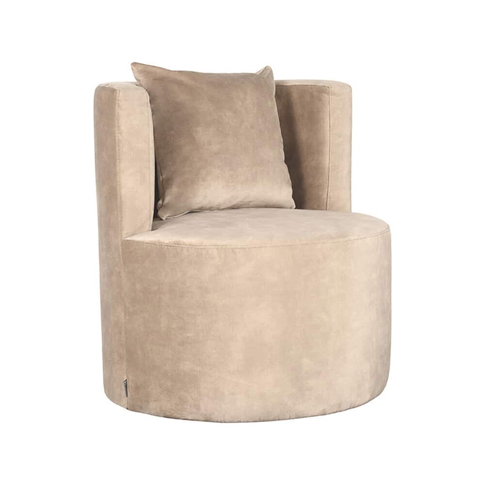 Elegante beige velvet fauteuil met hoog comfort en modern design, perfect voor een stijlvolle woonkamer of kantoorruimte.