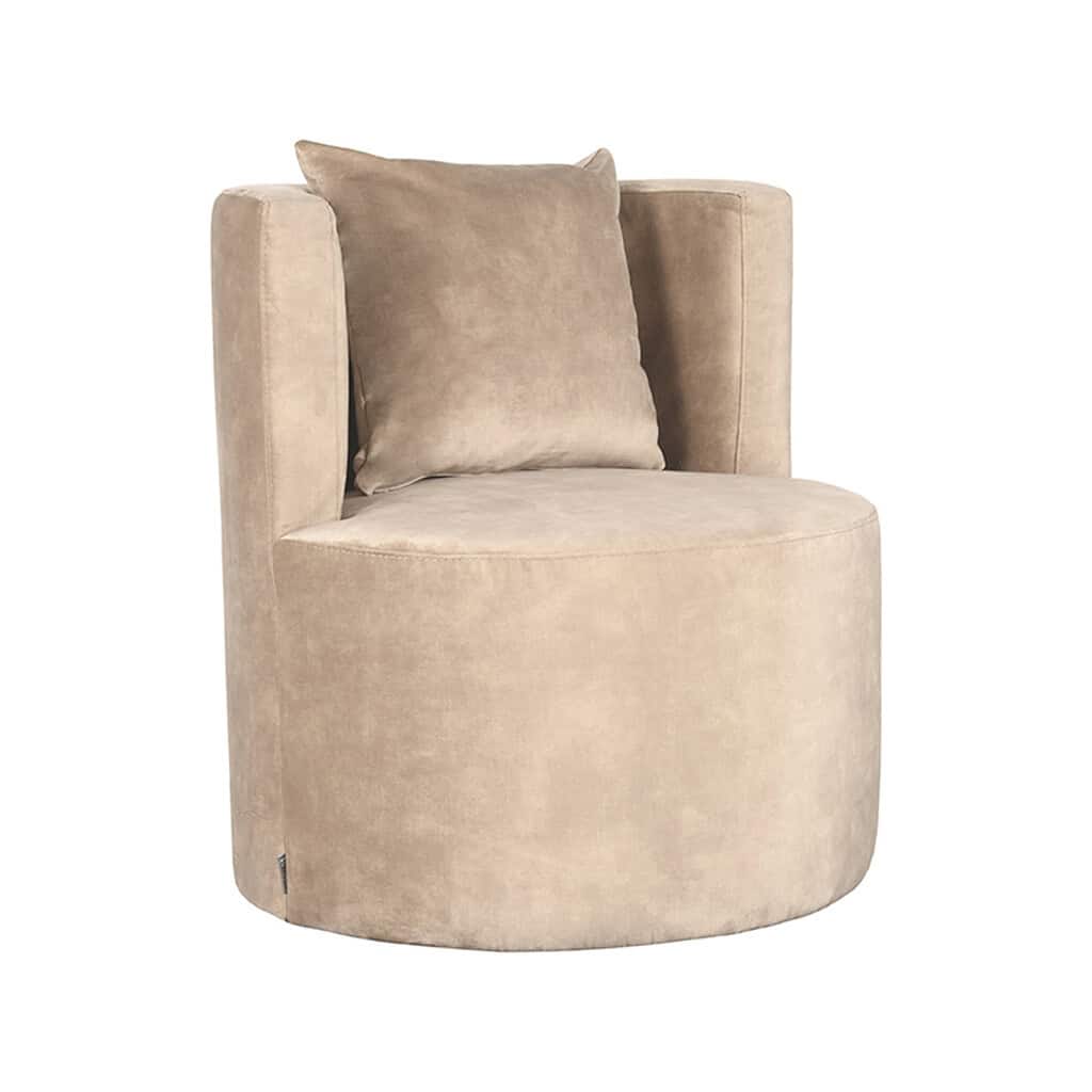 Elegante beige velvet fauteuil met hoog comfort en modern design, perfect voor een stijlvolle woonkamer of kantoorruimte.