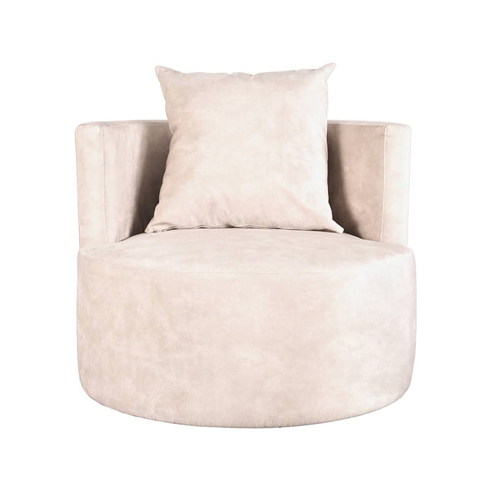 Elegant cremetinten fauteuil met zacht kussen, perfecte mix van comfort en stijl voor elk interieur.