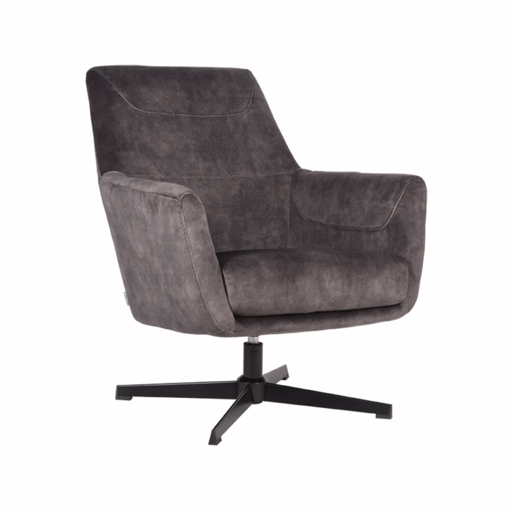LABEL51 Fauteuil Toby - Antraciet - Velours - One Size