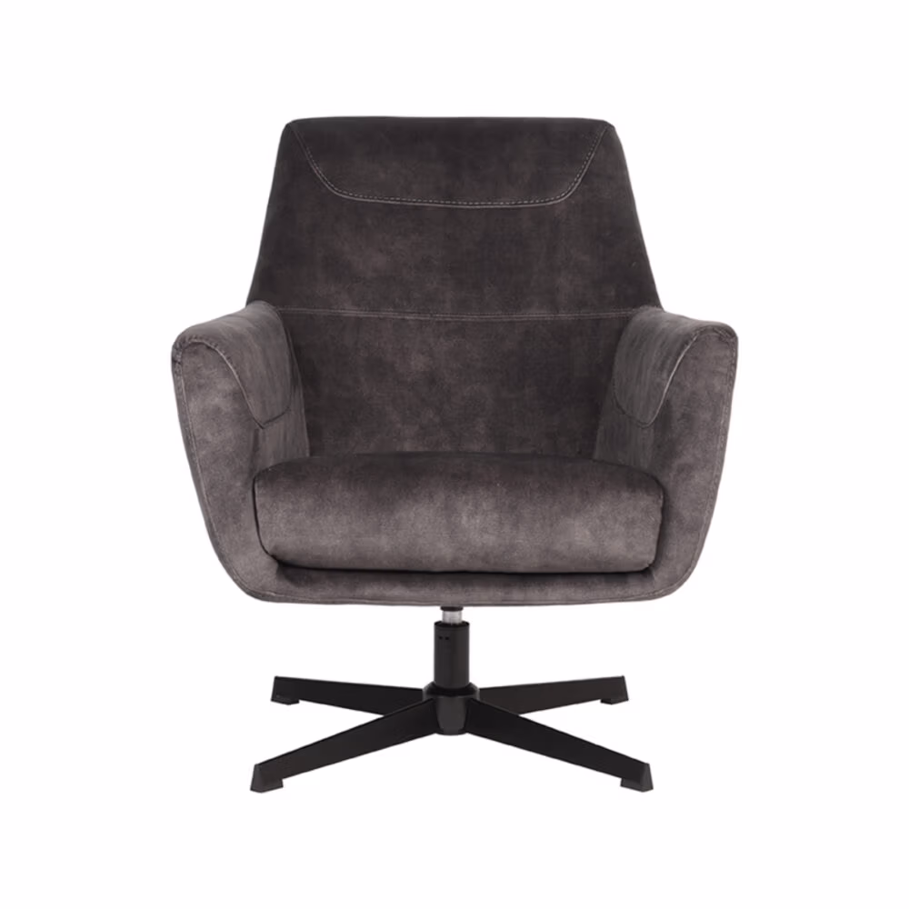 LABEL51 Fauteuil Toby - Antraciet - Velours - One Size