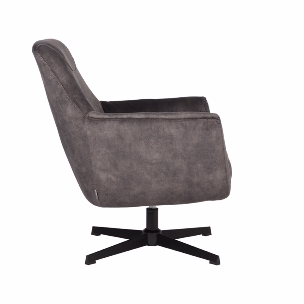 LABEL51 Fauteuil Toby - Antraciet - Velours - One Size