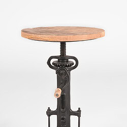 Uniek vintage industrieel bijzettafel met houten blad en metalen schroefdraadvoet, perfect voor een industrieel of stijlvol interieur. Handgemaakt en duurzaam, ideaal voor woonkamer of slaapkamer.