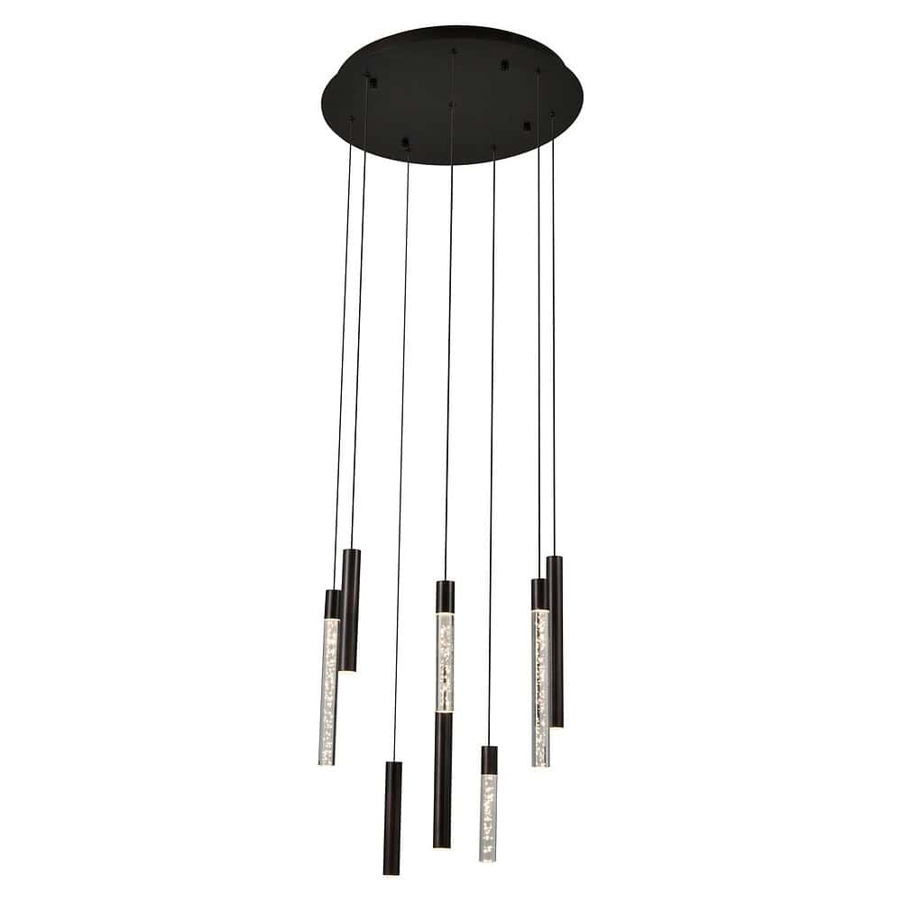Modern zwarte en metalen hanglamp met LED-verlichting, perfect voor een eigentijds interieur en sfeervolle verlichting.