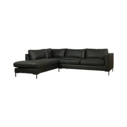 Hoekbank Nathan leer leder leren bank benkstel metalen zwarte poot hoek longchair wildeboer