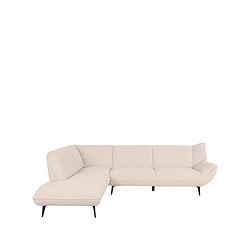 Moderne boston hoekbank in beige, gemaakt van hoogwaardig stof, perfect voor elke woonkamer. Elegant design met comfortabele zitplaatsen en elegante zwarte poten.