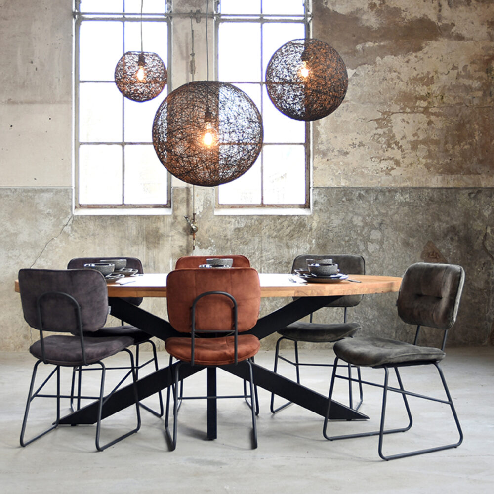 LABEL51 Eetkamerstoel Dez - Rust - Velours - Black Frame