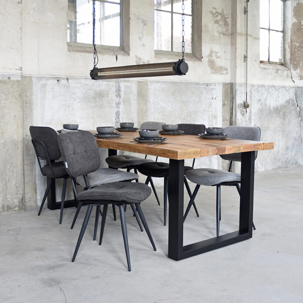 LABEL51 Eetkamerstoel Lux - Zinc - Weave - Black Frame