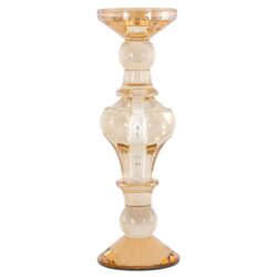 Elegante glas, luxe bijzettafel of decoratie item, ideaal voor modern interieur, handgemaakt, lichtroze tint, duurzaam en stijlvol design, perfect voor woon- en slaapkamer.