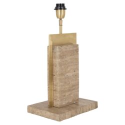 Gouden en messing tafellamp met natuurstenen en marmeren accenten, modern en elegant design, perfect voor stijlvolle interieurdecoratie.