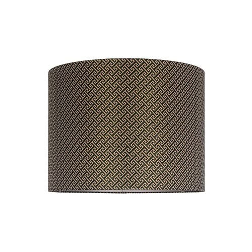 Elegante lampenkap met geometrisch patroon in zwart en beige, perfect voor een moderne woonkamer of slaapkamer.