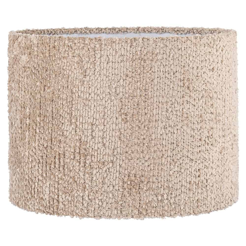 Zachte beige lampenkap met gebreide structuur voor warme sfeer in interieurs.