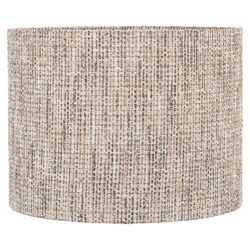 Zwevend plafondlamp met stoffen kap, modern design voor woonkamer en eetkamer, zachte beige tinten, sfeervol en warm licht.