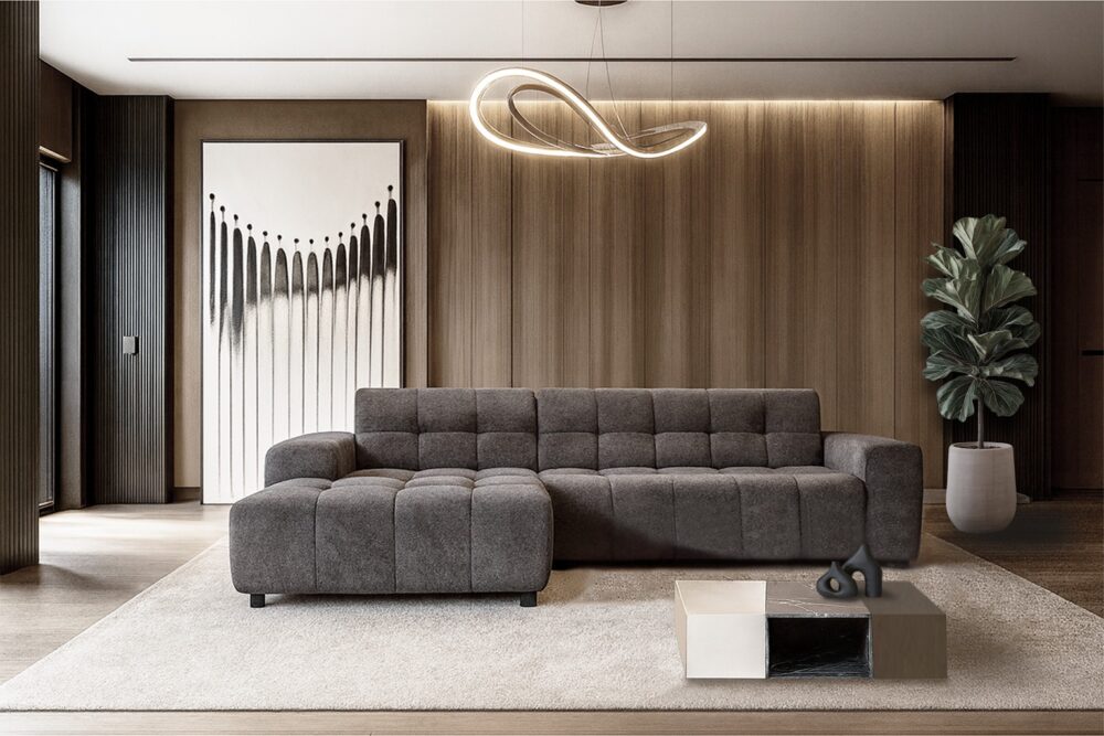 Unieke diepe loungebank Cozy met stiksels leverbaar in leer en stof.