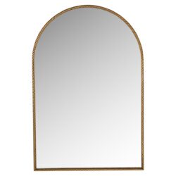 Elegante spiegel met een gouden, geribbelde rand, ideaal voor moderne en klassieke interieurs, accentueert de ruimte en voegt luxe toe aan uw woonkamer of slaapkamer.