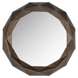 Ronde houten muurspiegel met gebogen frame, modern design, geschikt voor woonkamer of entree, elegante decoratie voor je interieur.