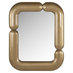 Uniek beige gestoffeerde rand met spiegel voor een moderne en elegante uitstraling in de woonkamer of slaapkamer. Perfect voor een stijlvolle inrichting.