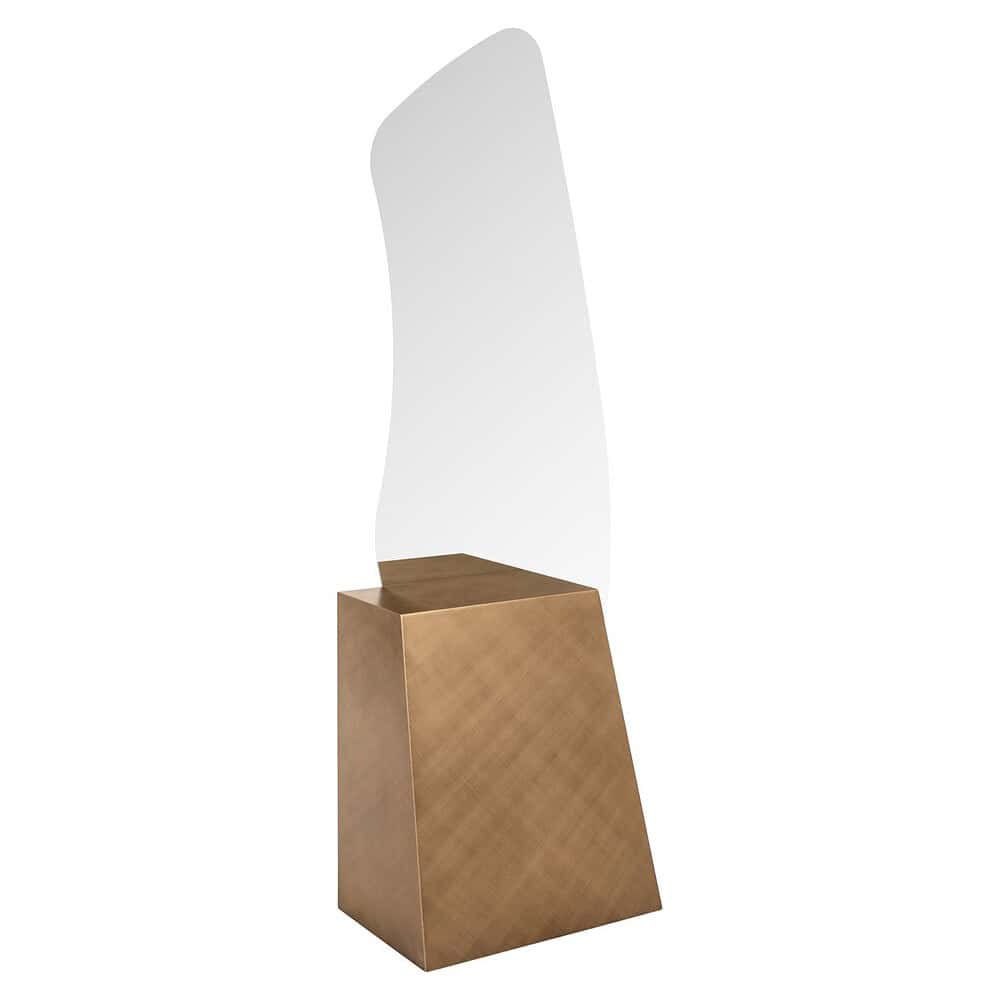 Elegant houten kaptafel met spiegel en moderne uitstraling, perfect voor een stijlvol interieur en comfortabele make-up of hairstyling.