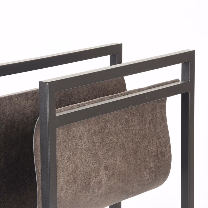 LABEL51 Magazinehouder - Antraciet - Leder - One Size