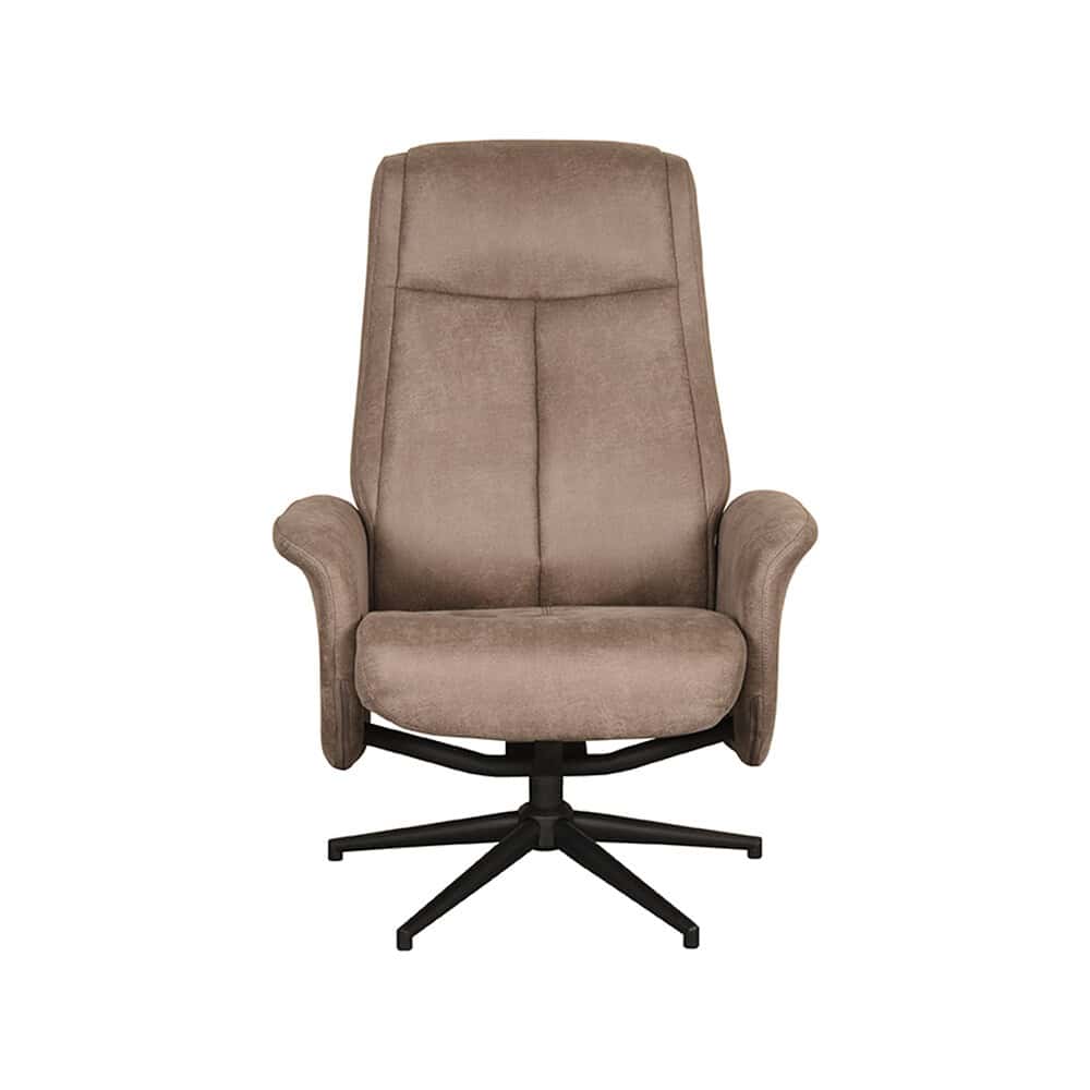 Luxueuze stoffen bureau- of luie stoel met ergonomisch ontwerp, schuine rugleuning en draaibare basis, perfect voor thuis of kantoor, in een stijlvolle beige kleur.