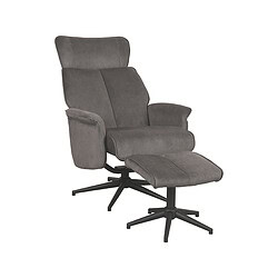 Comfortabele grijze relaxfauteuil met voetenbank, perfect voor modern interieur, gemaakt door Mokana Meubelen.