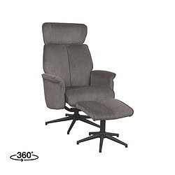 Zwarte ergonomische bureaustoel met verstelbare hoofdsteun en voetenbank, ontworpen voor comfort en ondersteuning. Perfect voor thuis of kantoor, stijlvol en functioneel.