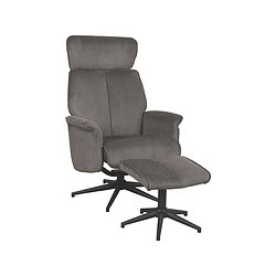 Elegant grijze relaxfauteuil met voetsteun, modern design en comfortabele bekleding, perfect voor stijlvolle en gezellige woonruimtes.