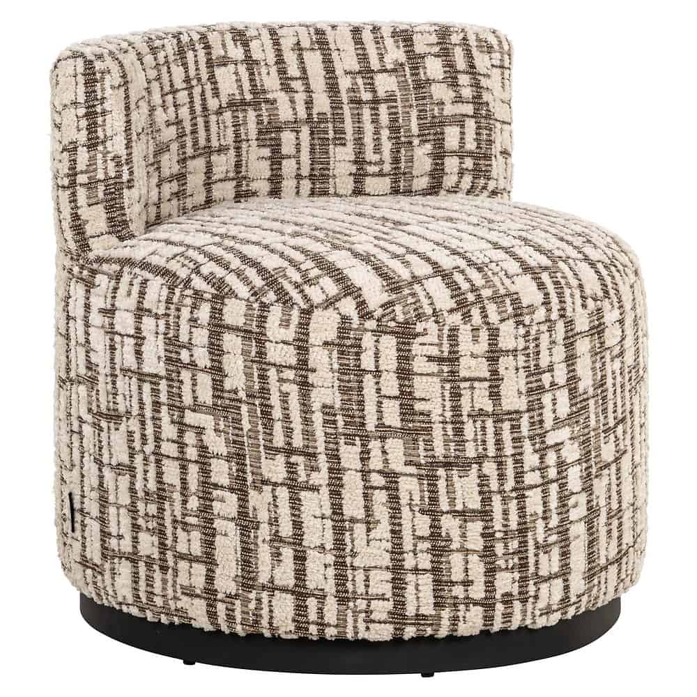 Luxueuze vintage stofstof lounge fauteuil met modern design, comfortabele zitting en unieke textuur, perfect voor stijlvolle woonruimtes.