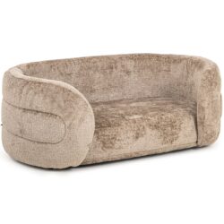 Comfortabele beige stoffen bank met uniek aantrekkelijk design, perfect voor een moderne woonkamer. Ideale zitoplossing met luxe uitstraling en hoge kwaliteit afwerking.